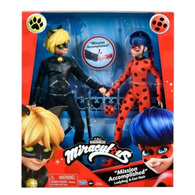 Set Papusi Miraculous Buburuza, Ladybug si Cat Noir 30cm