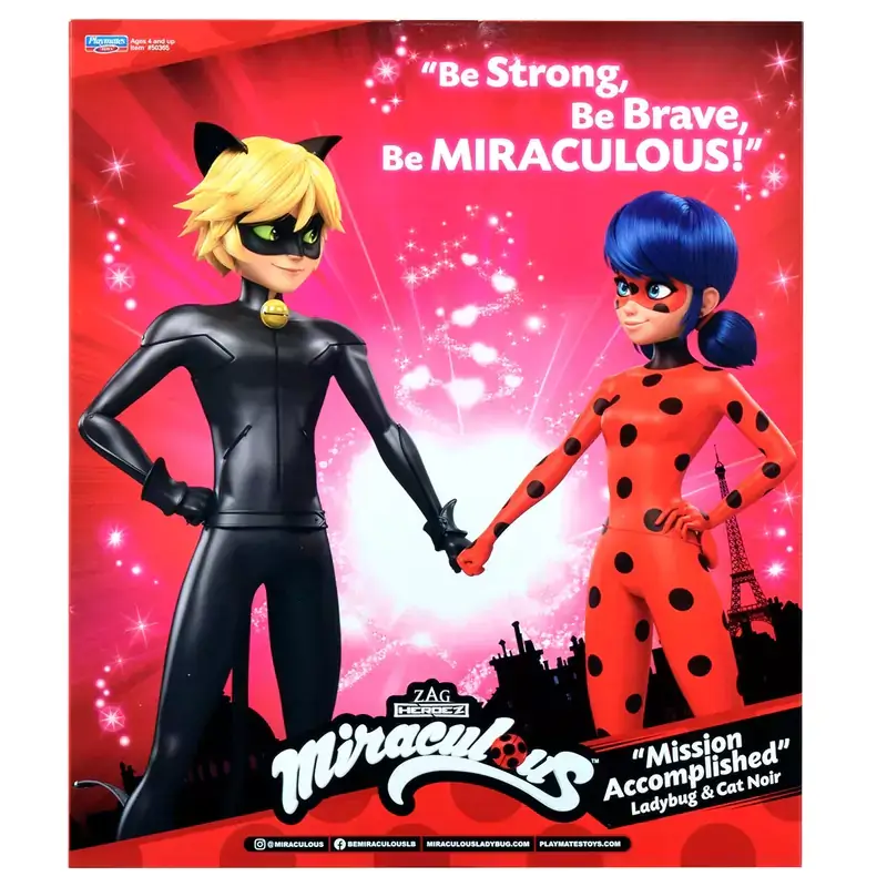 Set Papusi Miraculous Buburuza, Ladybug si Cat Noir 30cm