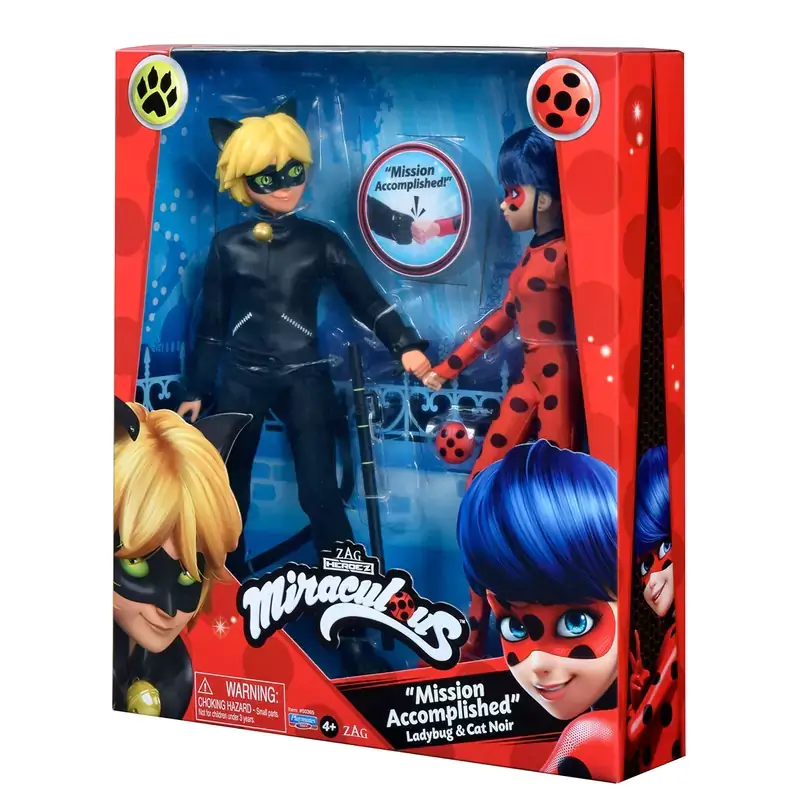 Set Papusi Miraculous Buburuza, Ladybug si Cat Noir 30cm